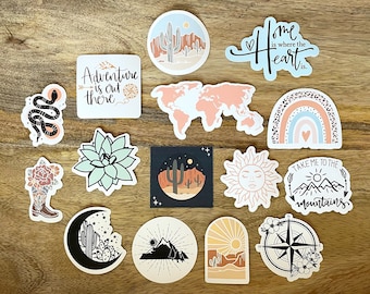 Motivational-Holic Sticker Bundle Desert Sunset Sun Mountain Travel World Map Snake