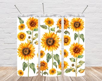 Tumbler 20oz Sunflower Floral Sunflower State Kansas, Coffee Lover, gifts for her, skinny tumbler insulated