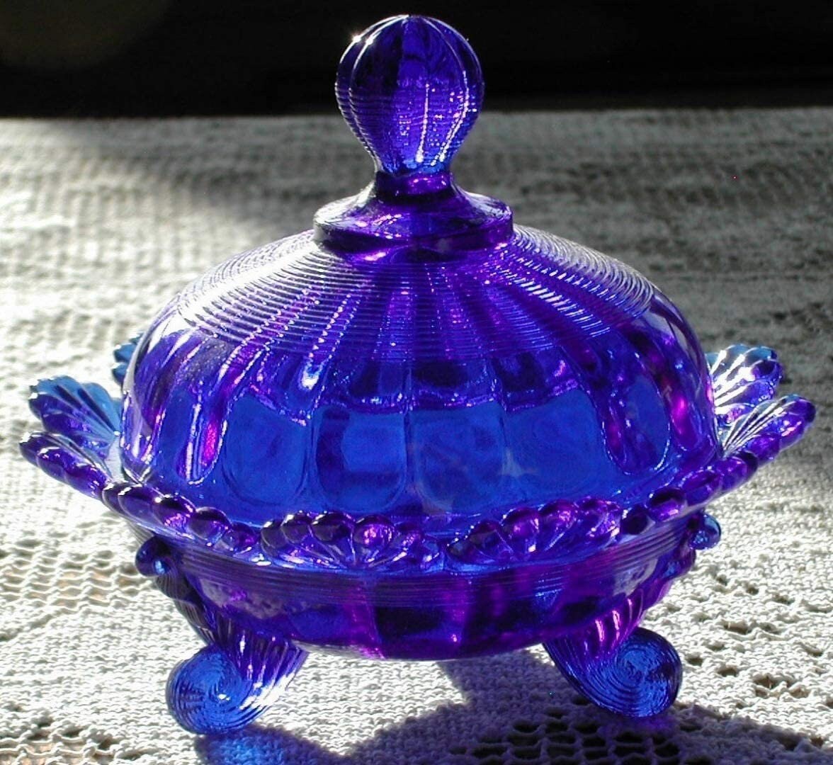 Mosser Glass 915CCCOB Footed Covered Candy Dish Cobalt Etsy