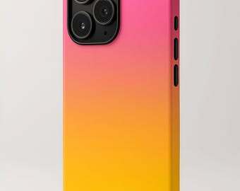 Pink Yellow Gradient iPhone 16 Pro Max Tough Case | Protective Dual Layer Cover | Aesthetic Ombre Phone Case