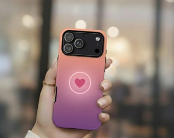 Aesthetic Heart    Tough Magnetic Case | Pink Purple Gradient | MagSafe Compatible | Shockproof Protective Hard Case