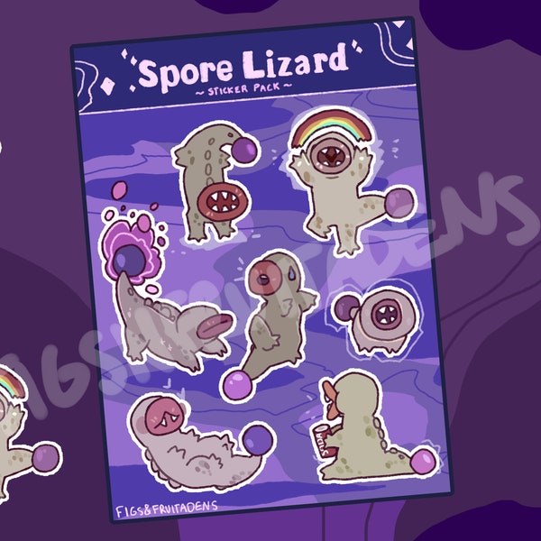 Spore Lizard Lethal Company Sticker Sheet | 3.3 x 4 inches | Matte Sticker Pack for stationary, journaling scrapbook etc