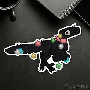 Soot Sprite Raptor | 3.5 x 2.3 inches | Matte Dinosaur Sticker for pc, journal, stationary, etc