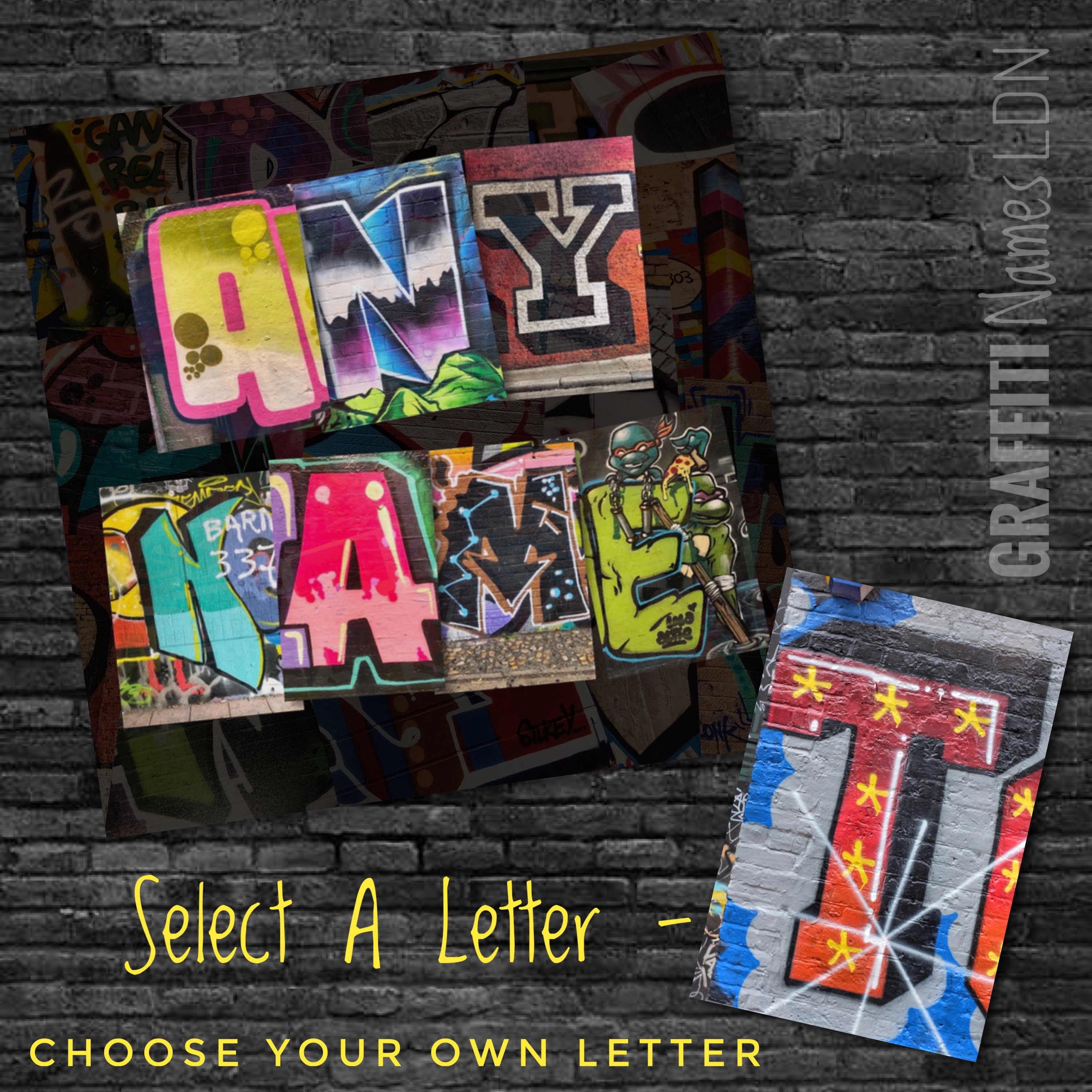 graffiti letter t 6x4 print to create etsy