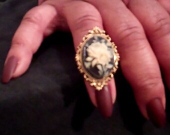Cameo Ring 14k Yellow or Gold Filled Wire Wrapped Ring with Copper Tone Oval Metal Bead Size 4 5 6 7 8 9 10 11 12 13 14 Sterling Silver