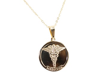 Medical Alert 18k Gold Plated Pendant with 20 inch Chain - Medical Alert Charm