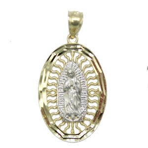 Virgen De Guadalupe Two Tone 14k Gold Pendant Our Lady Guadalupe Medal ...