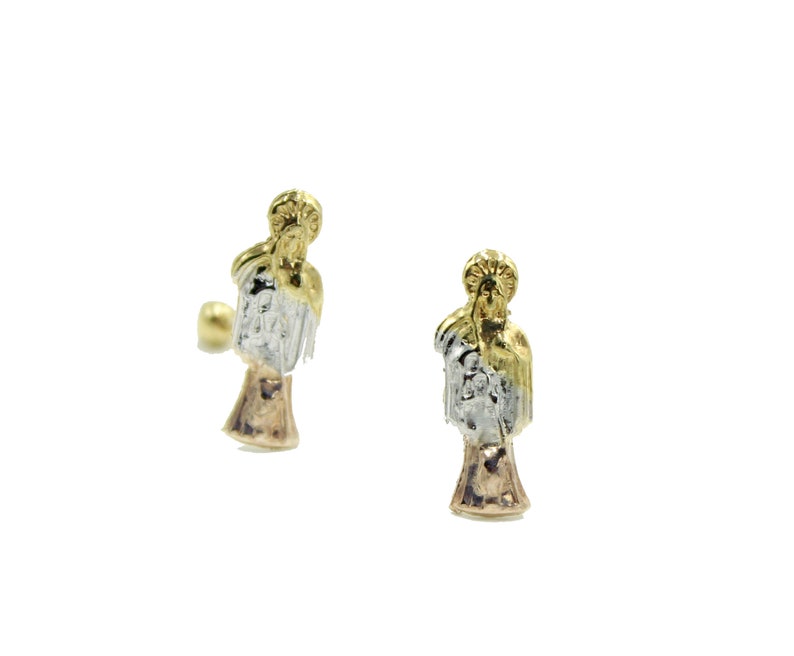 Santa Muerte 18k Gold Plated Screw Back Earrings Holy Death Stud Earrings