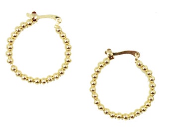 Ball Hoops 1 inch 18k Gold Plated  - Ball Hoop Earrings 3mm width