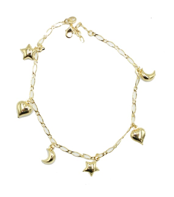 18K Gold Stars and Moon Anklet