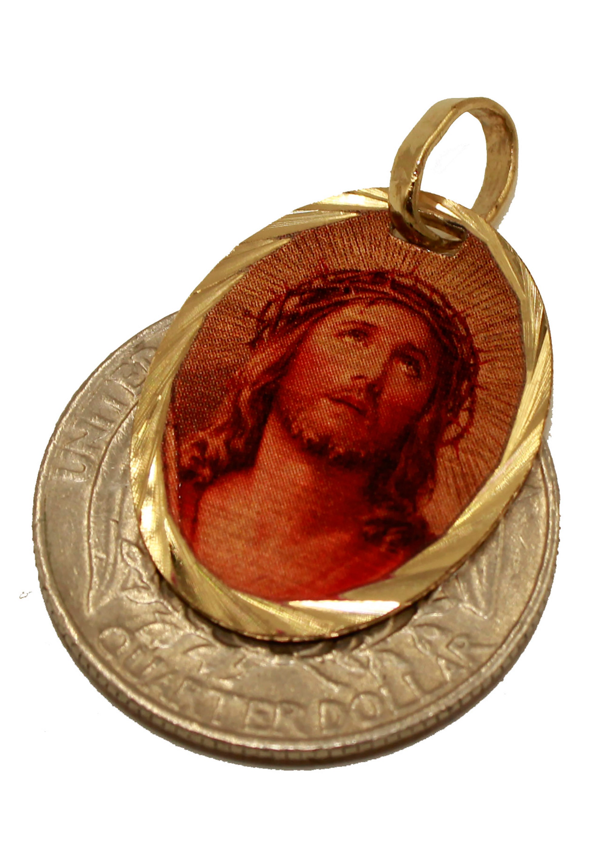 Jesus Christ Face Pendant Cristo Iluminado Medal 14k Gold Etsy
