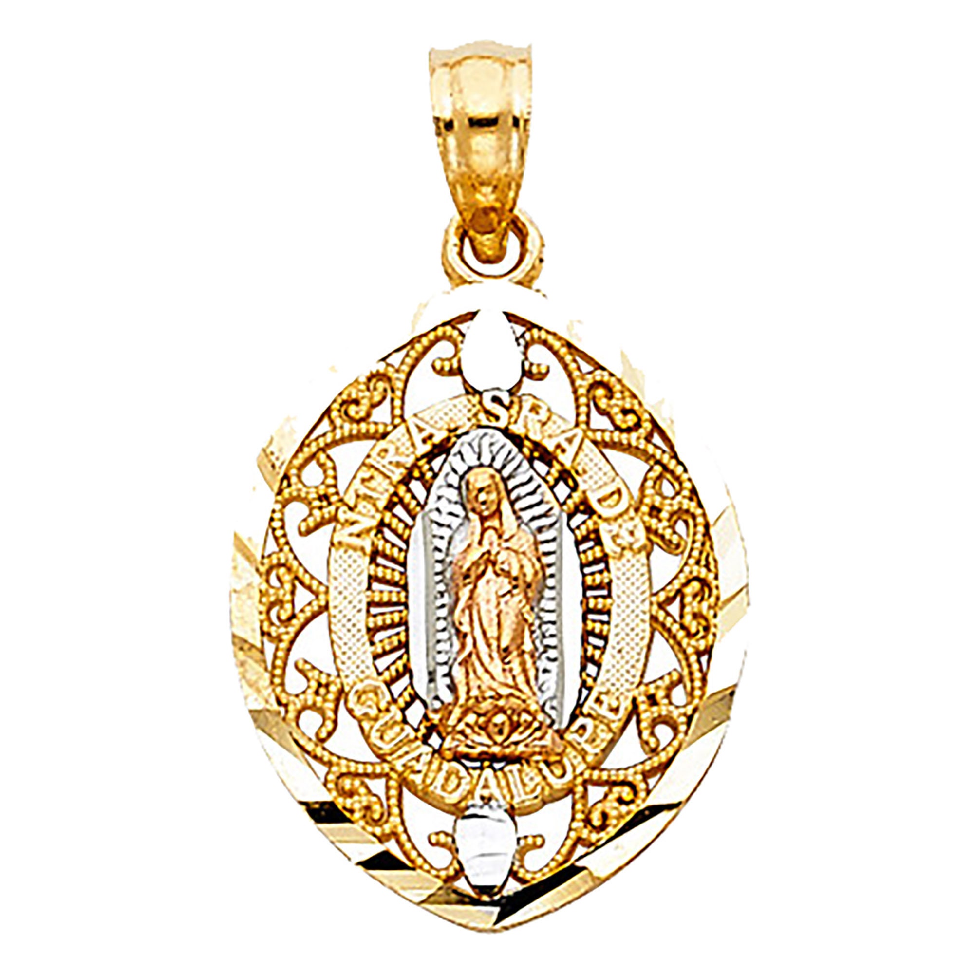 Virgen De Guadalupe Two Tone 14k Gold Pendant Our Lady - Etsy