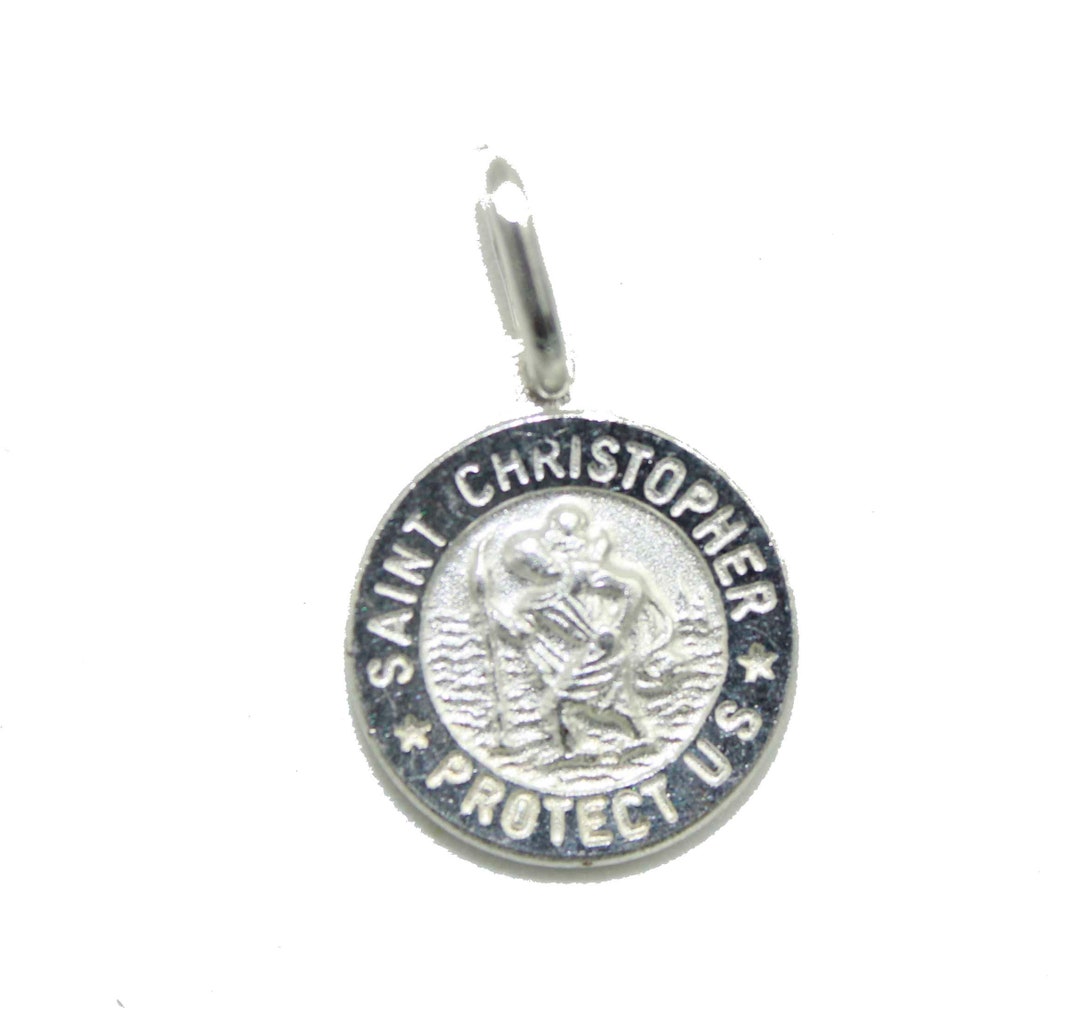 St Christopher Round Medal .925 Sterling Silver Saint Christopher ...