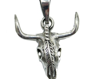 Bull Pendant .925 Sterling Silver - Bull Skull Sterling Silver Charm