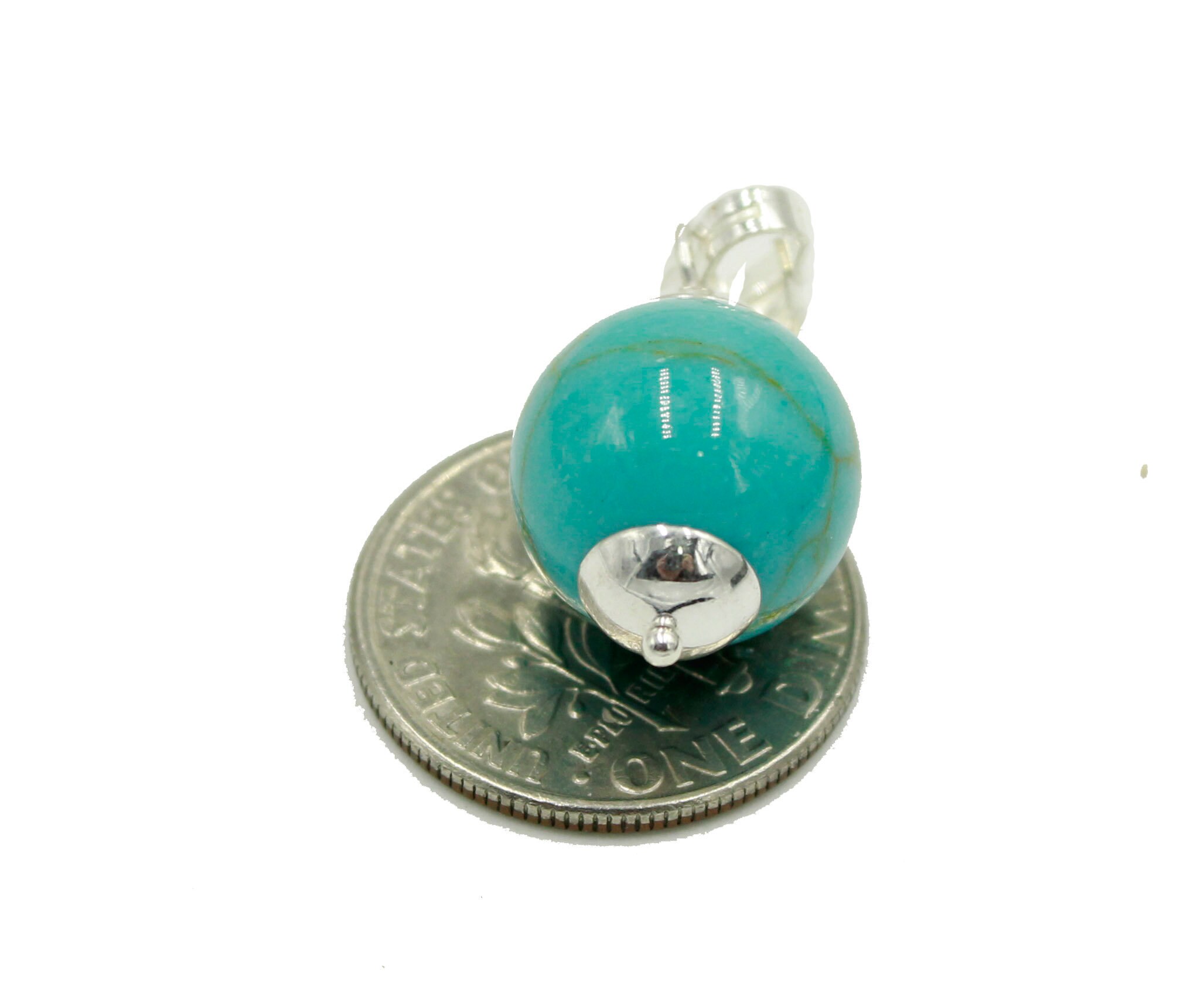 Turquoise Round Ball Pendant .925 Sterling Silver Turquoise Etsy UK