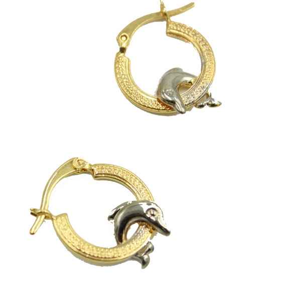 Dolphin Hoops 18k Gold Plated Hoops Enchape De Oro Hoop Earring 