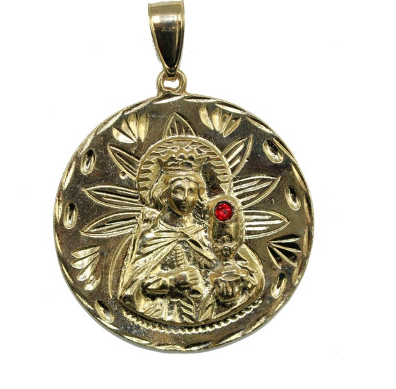 Chaîne-Santa Barbara Santa Barbara médaille 18k Or Plaqué Pendentif Avec 20 in environ 50.80 cm