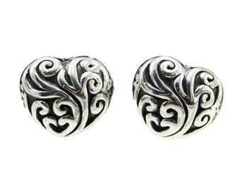 Heart Electroform Push Back Stud .925 Sterling Silver - Heart Stud Earrings .925 Silver