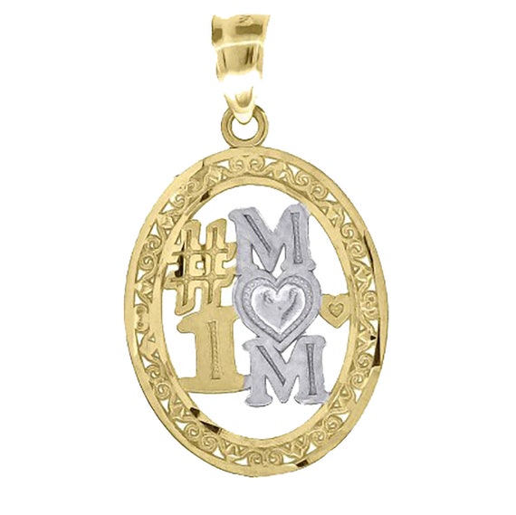 Jewels Obsession #1 Daughter Charm Pendant 23 mm 14K Yellow Gold #1 Daughter Pendant