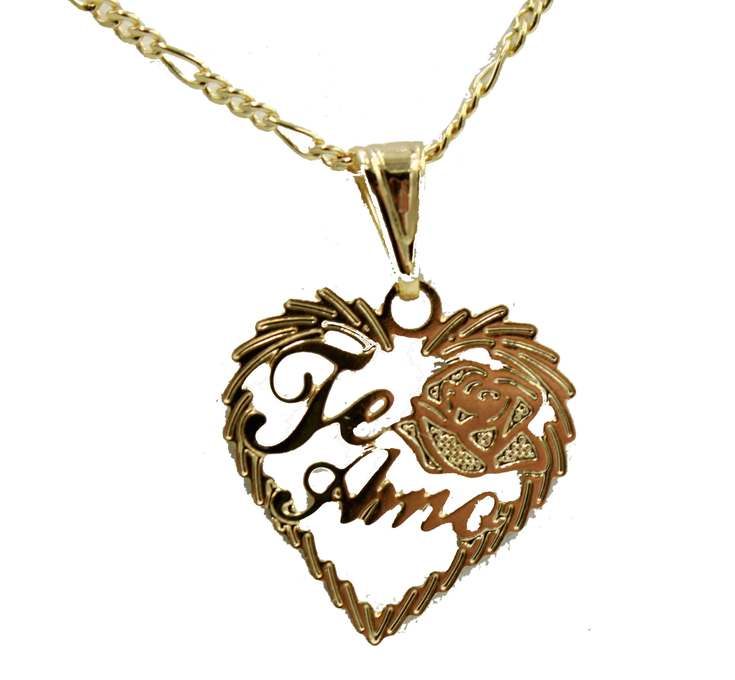 Te Amo Heart Pendant 18k Gold Plated with 20 inch Chain Te Amo Necklace Etsy Mexico