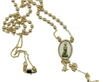 San Lazaro Rosary 18k Gold Plated 20 inch - Babalu Aye Rosario - San Lazaro