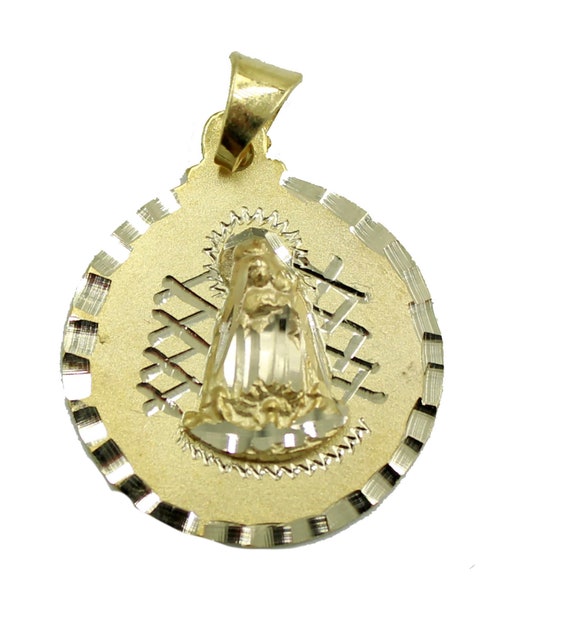 Nostra signora della Carità 14K MEDAGLIA D/'ORO GIALLO-VIRGEN DE LA CARIDAD DEL COBRE