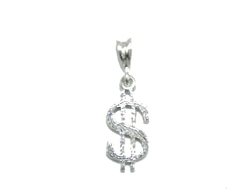 Dollar Sign Luck Charm -Pendant .925 Sterling Silver - Money Pendant Sign