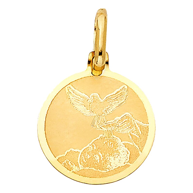 Baptism Round Medal 14k Solid Gold Mi Bautizo 14k Gold Medal Etsy