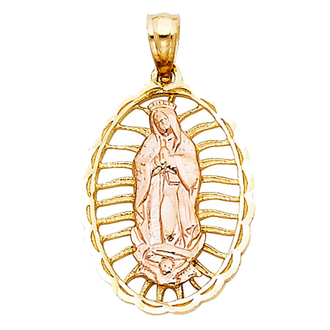 Virgen De Guadalupe Two Tone 14k Gold Pendant Our Lady - Etsy