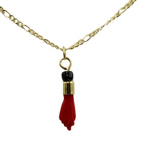 Figa Hand Red Charm Pendant 18K Gold Plated - Red Figa Hand Necklace