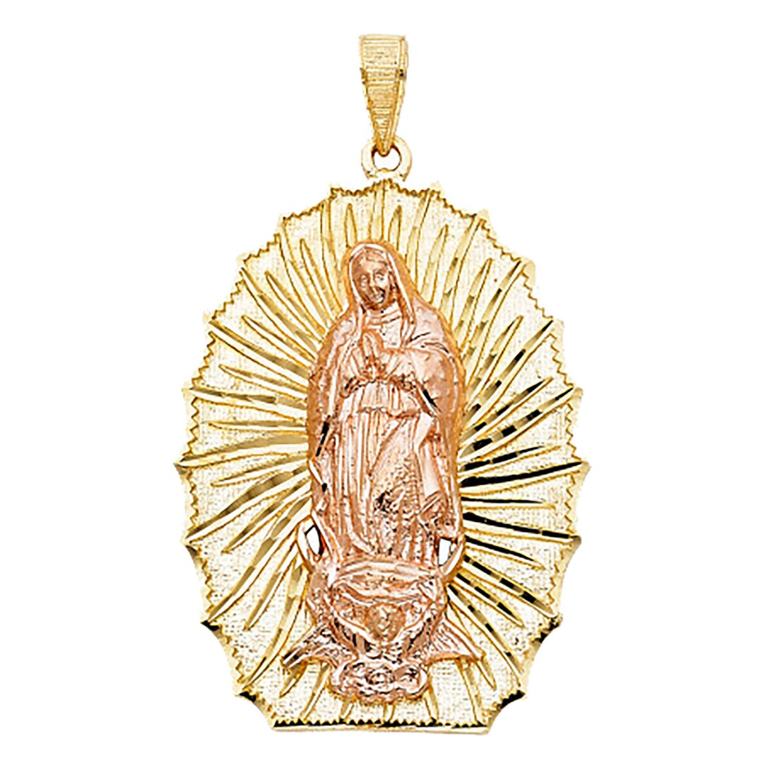 Virgen De Guadalupe 14k Yellow Gold Pendant Our Lady of - Etsy