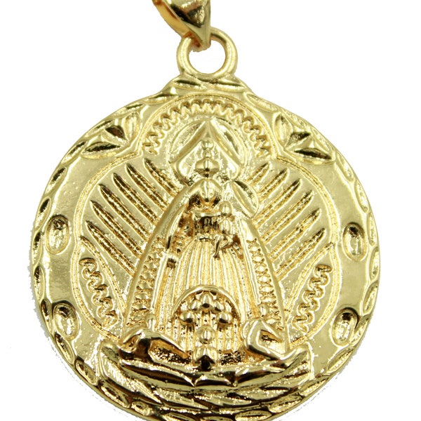 Virgen de la Caridad del Cobre 18k Gold Plated Pendant with 22 inch Chain