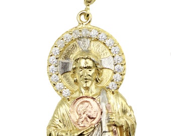 San Judas Tadeo - St. Jude Thaddeus 18k Vergoldet DreifarbigEs Gold mit 22 Zoll