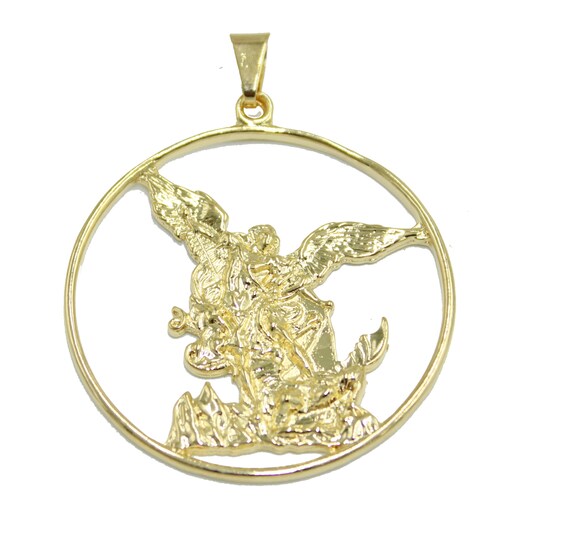 St Michael Archangel Pendant With 20 Inch Chain San Miguel - St Michael Gold Pendant St Michael Archangel Pendant With 20 Inch Chain San Miguel - St Michael Gold Pendant