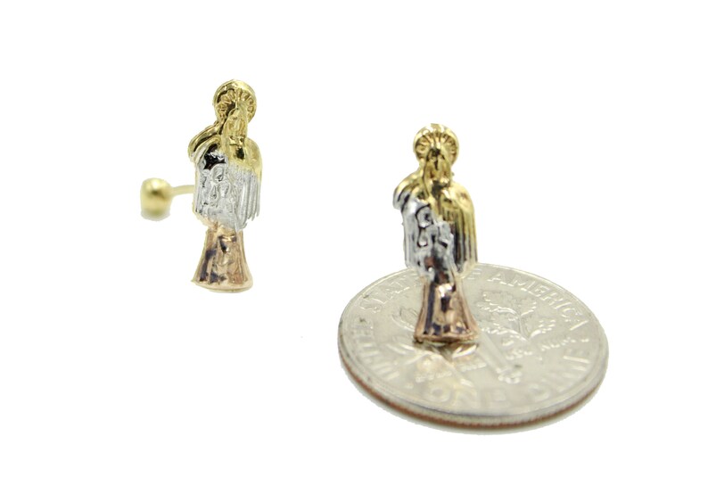 Santa Muerte 18k Gold Plated Screw Back Earrings Holy Death Stud Earrings