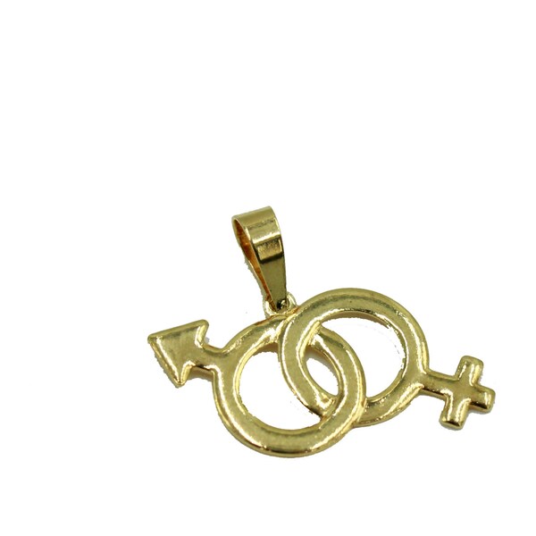 Mars Venus Gender Symbol Pendant 18k Gold Plated with 20 inch Chain