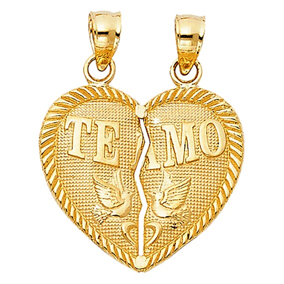 Te Amo Broken Heart Pendant Two Tone 