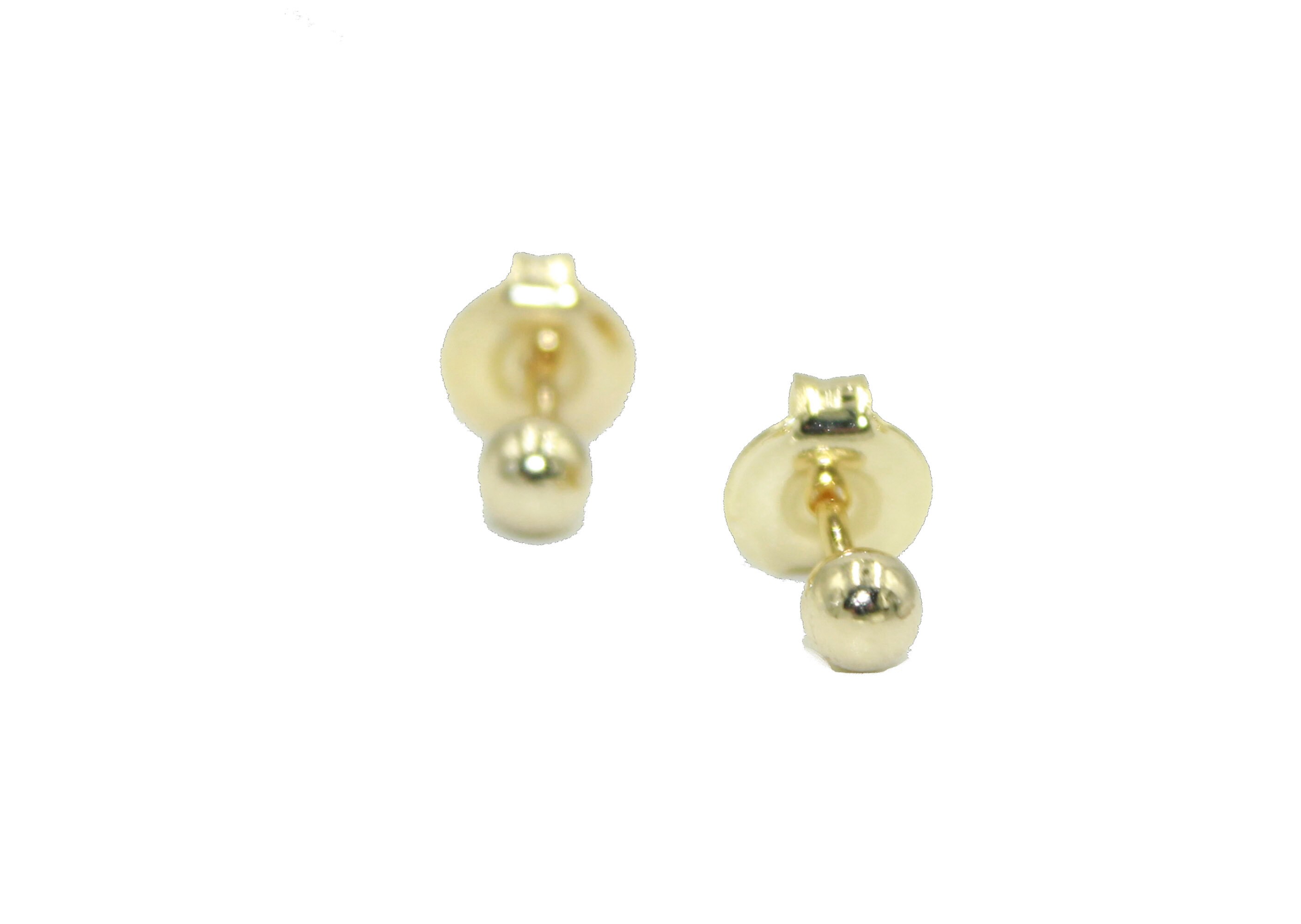 3mm Ball Push Back Stud 18k Gold Plated Stud Earrings 3mm Etsy