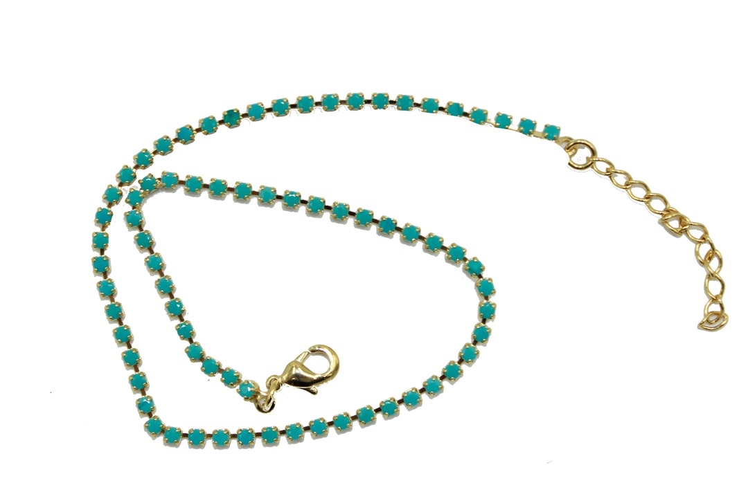 Turquoise Anklet 18k Gold Plated Turquoise Adjustable Anklet Etsy España