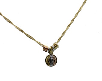 San Benito Mini Medal Medalla 14k Gold Plated with 20 inch Chain - St Benedict