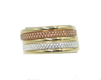 Semanario Band Ring - 5 Ring Lucky Band Ring 18k Gold Plated Week Ring