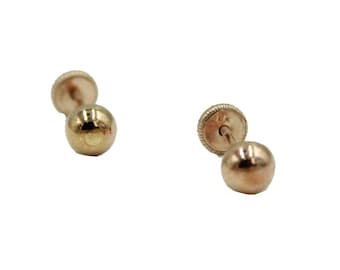 3mm Ball 14k Rose Gold Screw Back Earrings - 3mm Ball Screw Back Earrings 14k Rose Gold
