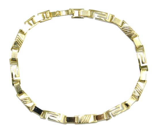Gold greek key link bracelet deals