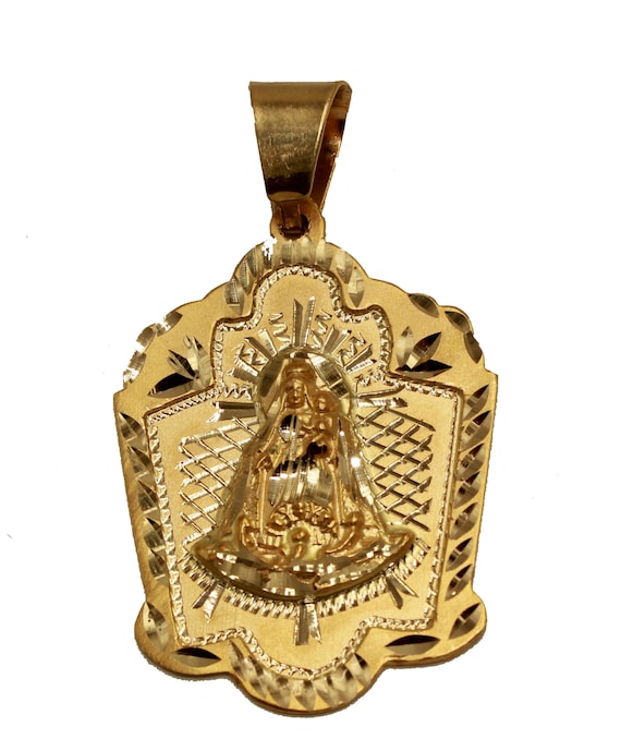 Nostra signora della Carità 14K MEDAGLIA D/'ORO GIALLO-VIRGEN DE LA CARIDAD DEL COBRE