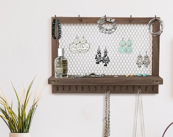 Jewelry Organizer Wall, Earring Holder Wall, Wall Jewelry