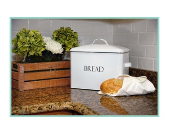 White Vintage Bread Box, Bread Bin, Kitchen Storage, Cooking Gift for Women, Farm House Bread Box Countertop, Baking Gifts for Baker