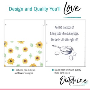 8.5x11 Recipe Binder Dividers for 3 Ring Binder Set of 12, Recipe Dividers w/ Tabs for Recipe Book, Sunflower Wedding & Housewarming Gifts image 5