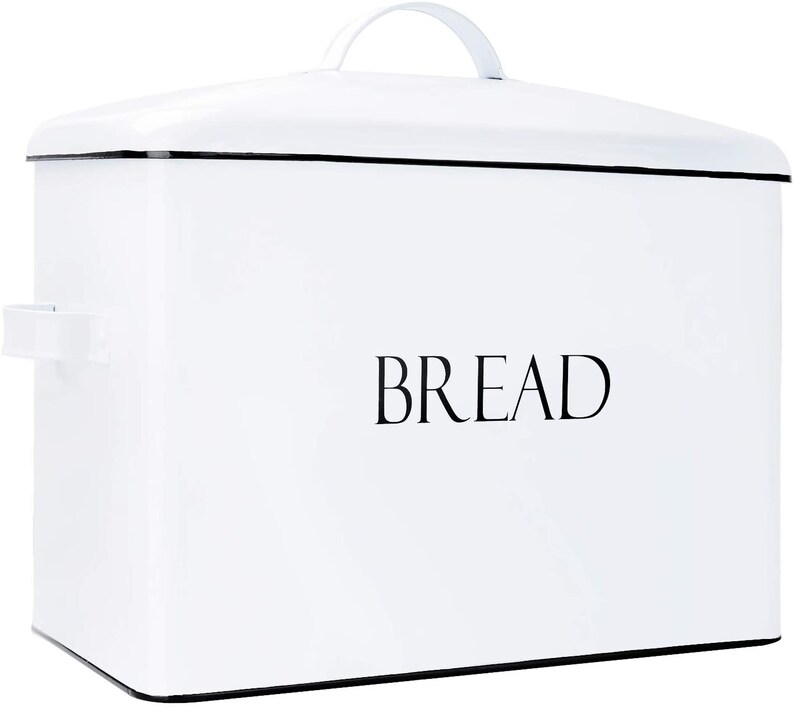 White Metal Bread Box Farmhouse Vintage Bread Bin Kitchen Etsy