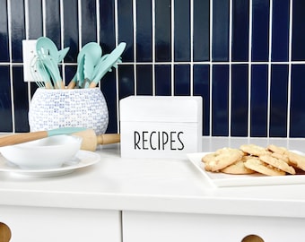 Outshine White Wooden Large Recipe Box with Cards and Dividers | Farmhouse Wood Recipe Box 4x6 Recipe Cards and Box Set