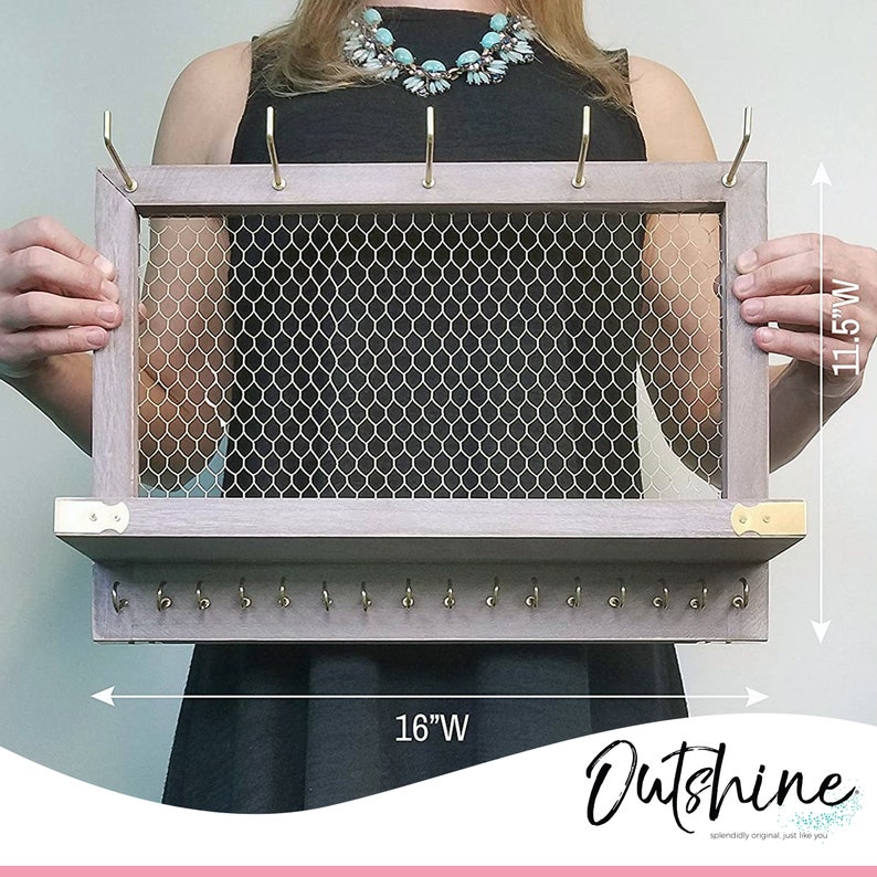 Rustic Jewelry Organizer Wall Mounted Jewelry Display Holder Etsy